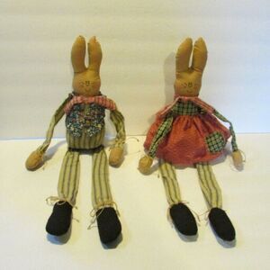 vtg Overly-Raker bunny rabbit couple shelf sitter Easter Bunkin countrycore